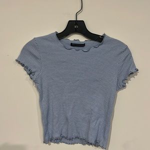 Brandy Melville blue/white stripe crop top sz o/s cotton